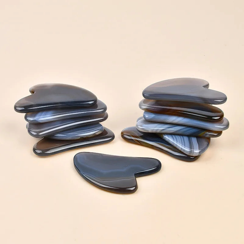 Gua Sha en Pierre d'Agate Naturelle